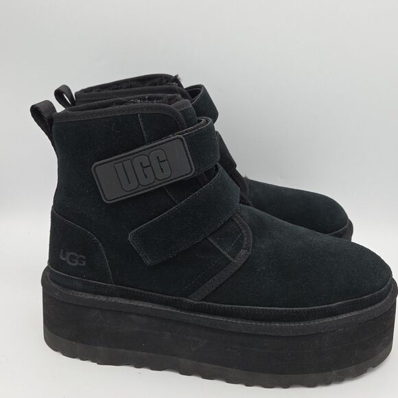 UGG NEUMEL PLATFORM BLACK LEATHER STRAP CHUKKA WOMEN'S BOOTS SIZE US 9 - Picture 7 of 10